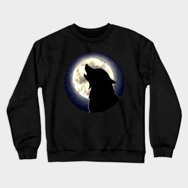 Wolf and Moon Crewneck Sweatshirt by Design_Amorim